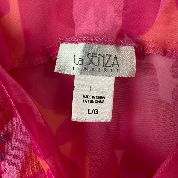 Y2K Sheer Floral Beaded Slip Top Pink Orange Large - Picture 9 of 9